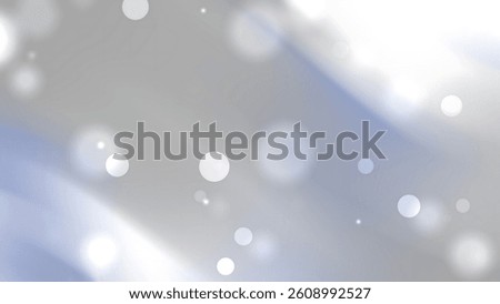 Gray background features blurred white circles and faint blue streaks