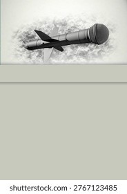 A gray background suitable for writing phrases about audio or audio recording, with a microphone image at the top.