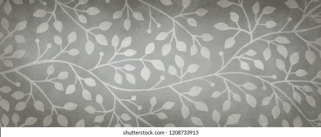 gray background with white floral watercolor ivy and vine pattern design and old vintage texture, pretty nature illustration - Shutterstock ID 1208733913
