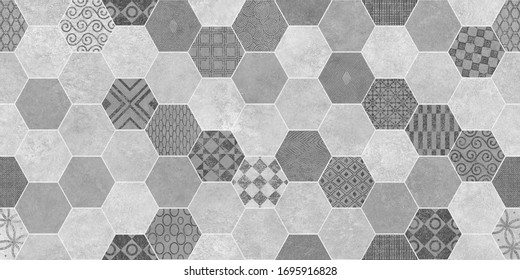 Gray Color Honeycomb Pattern Illustration For Inner Design Wall Or Floor Tile Texture Or Background