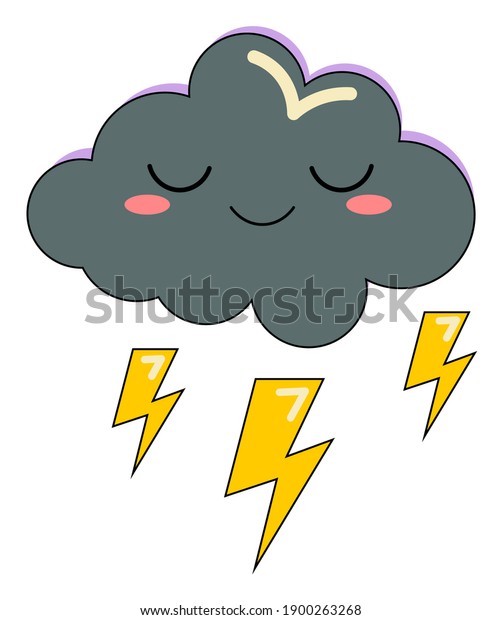 Gray Cute Cartoon Cloud Emoji Face Stock Illustration 1900263268 ...