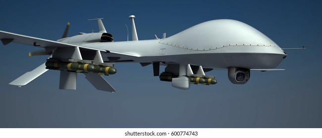 Gray Eagle military drone airplane. 3d render.