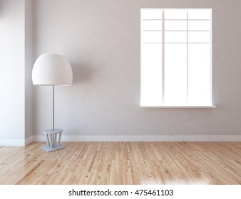 gray empty interior with a lamp. 3d illustration
