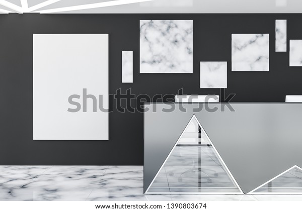 Gray Glass Reception Desk Standing Futuristic Stock Illustration