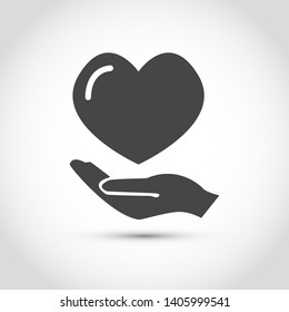 Gray Heart On Hand Icon Stock Vector (Royalty Free) 627782126