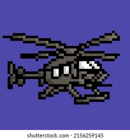 Gray Helicopter Gunship Pixel Image