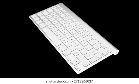Gray keyboard mockup. Low poly keyboard model. Gray keyboard template.