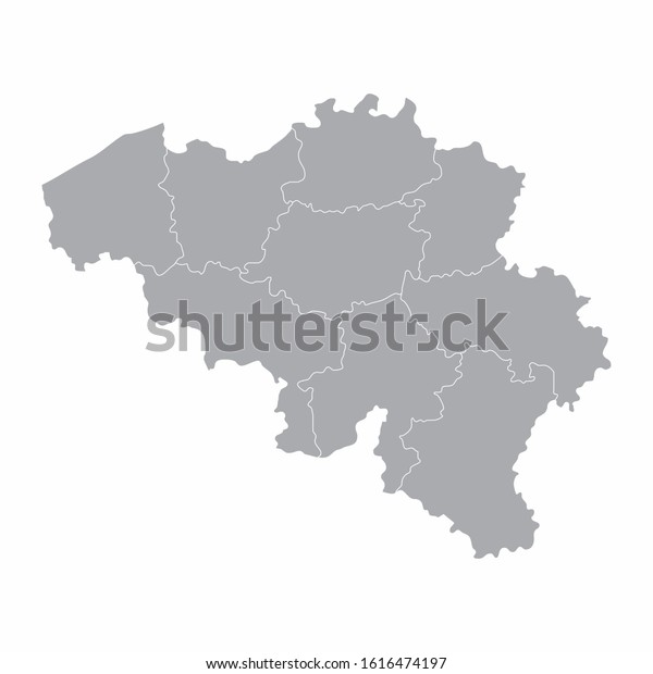 A gray map of\
Belgium divided into\
regions