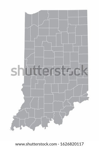 A gray Map of Indiana and its counties