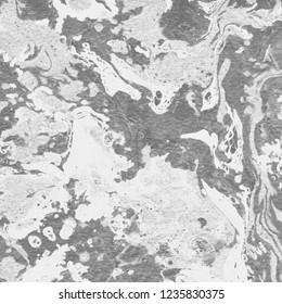 Gray marble ink paper texture on white watercolor background. Chaotic abstract organic design. Bath bomb waves.