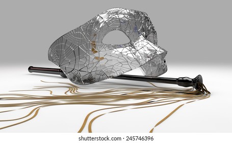 a gray mask and whip on white background