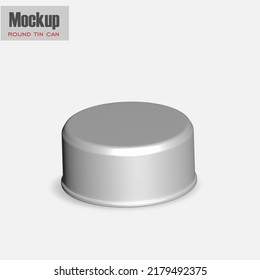 Gray metallic round tin can with pull tab. Hi-angle view. Photorealistic packaging mockup template. Contains an accurate mesh to wrap your artwork with the correct envelope distortionLow-profile matte