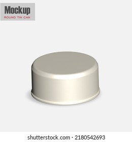 Gray Metallic Round Tin Can With Pull Tab. Hi-angle View. Photorealistic Packaging Mockup Template. Contains An Accurate Mesh To Wrap Your Artwork With The Correct Envelope DistortionLow-profile Matte