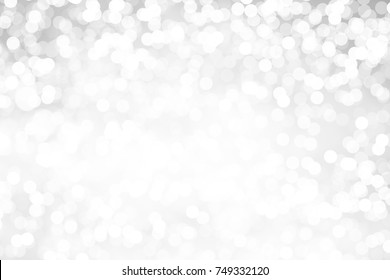 Gray Silver light bokeh Christmas abstract background.