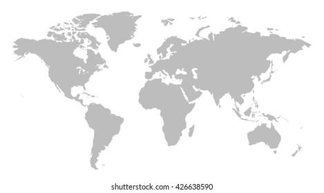 Gray similar world map blank for infographic isolated on white background
