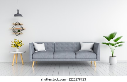 Gray sofa in living room for mockup, 3D rendering - Shutterstock ID 1225279723