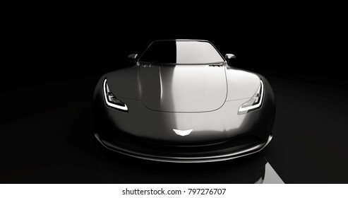 Similar Images, Stock Photos & Vectors of gray sports car on black ...