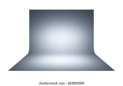 Gray Spotlight Background. Empty Gray Studio.
3D Illustration.