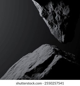 Gray stones with dramatic lighting, ideal for showcasing items in a unique 3D backdrop.