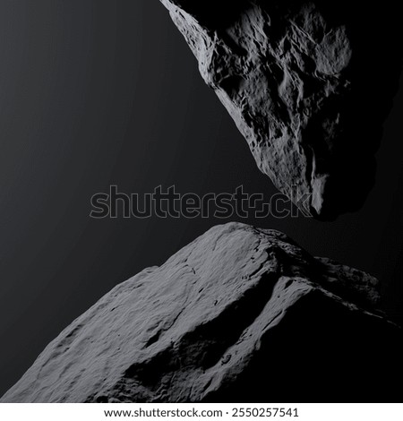 Gray stones with dramatic lighting, ideal for showcasing items in a unique 3D backdrop.