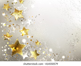 Gray textured background with gold stars.