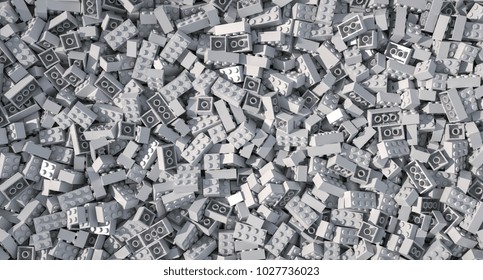gray toy bricks background - 3D Rendering Illustration