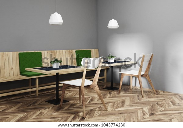 Gray Wall Restaurant Corner Wooden Green Stock Illustration