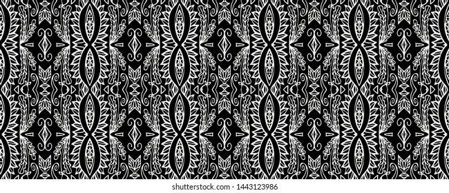 Grayscale Seamless Pattern Native Tile Pen Stock Illustration 1443123986