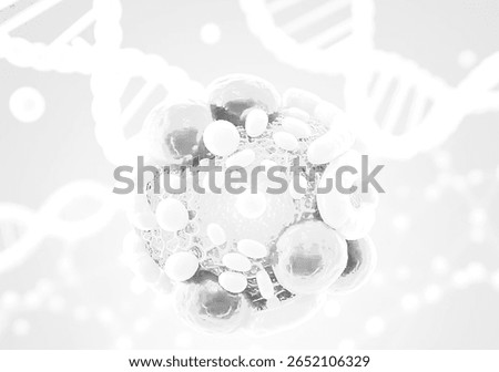 Grayscale and white rendering of DNA.