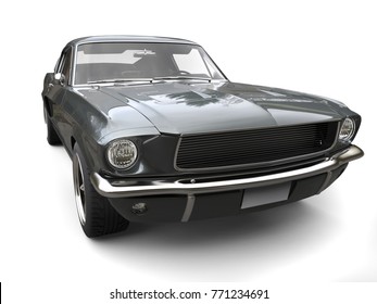 Great American Vintage Muscle Car - Dark Metallic Gray - 3D Illustration