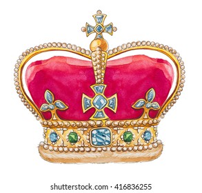 Great Britain Crown. Watercolor Illustration.