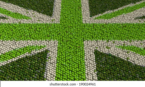 Great Britain Flag made up of green tennis balls. - Powered by Shutterstock