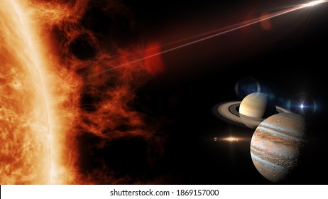 Great Conjunction Of Jupiter And Saturn 3d Rendering Illustration