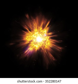 A Great Detailed Explosion With Flying Sparks