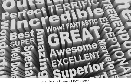 Great Excellent Incredible Good Job Word Collage 3d Illustration