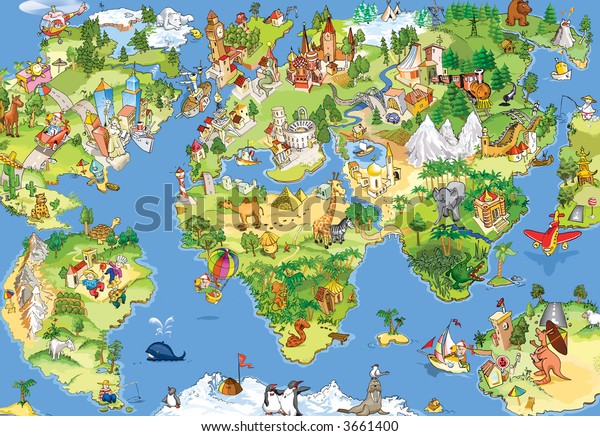 Carte Du Monde Du Dessin Anime Illustration De Stock