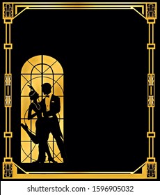 Great Gatsby Gold Theme Background Invitation