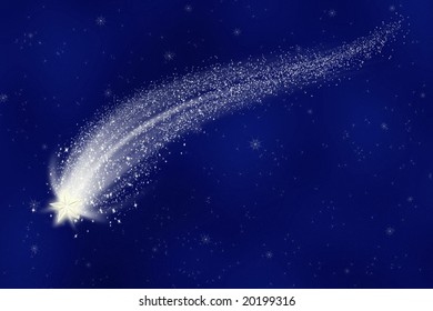 A Great Illustration Of A Shooting Star In A Starry Sky