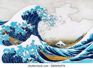 The Great Wave Of Kanagawa (1829-1833) By Katsushika Hokusai: Adult Coloring Page