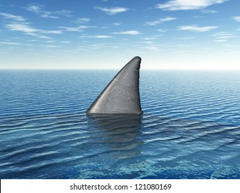 Great White Shark Fin Computer Generated 3D Illustration