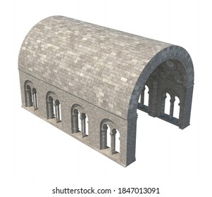 Greco Roman Barrel Vault 3D Illustration On White Background