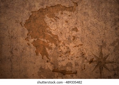 Greece Map On A Old Vintage Crack Paper Background