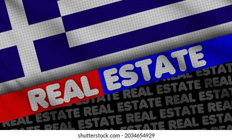 Greece Wavy Fabric Flag, Real Estate Title, 3D Illustration