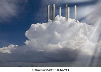 Greek Columns on clouds