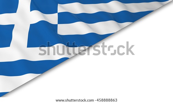 Greek Flag corner overlaid on White\
background - 3D\
Illustration
