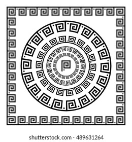 Greek Ornament Circle Ornament Meander Round Stock Vector (Royalty Free ...