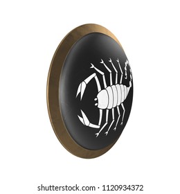 Greek Scorpion Shield on white. 3D illustration