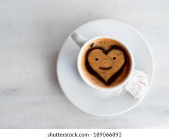 Greek Turkish Coffee Heart Like Face In The Center - Smile