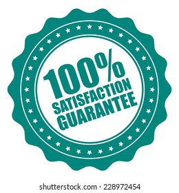 Green 100% Satisfaction Guarantee Icon, Tag, Label, Badge, Sign, Sticker Isolated On White 