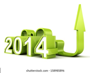 green 2014 new year business arrow growing up concept